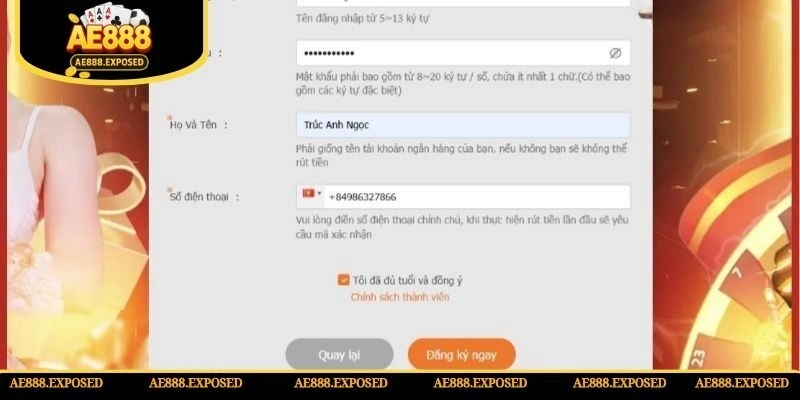Thao tác đăng ký AE888 qua PC thành công nhanh chóng